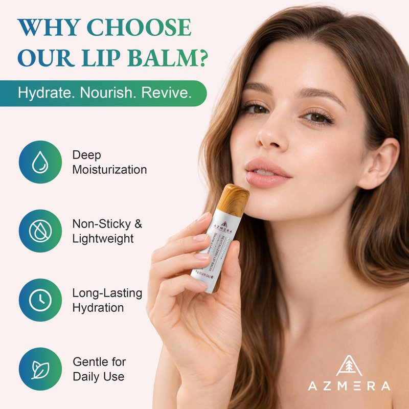 Azmera Coconut Lip Balm - Organic Shea Butter from Ghana Chapstick for Dry Chapped Lips - Natural Coconut Oil Lip Moisturizer - Made in USA - 6g