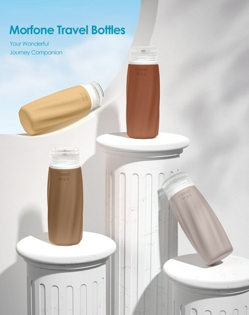 Morfone Travel Bottles for Toiletries, 3oz Tsa Approved Travel Size Containers Leak Proof Squeezable Travel Accessories Refillable for Shampoo Conditioner Lotion Liquids(Brown)