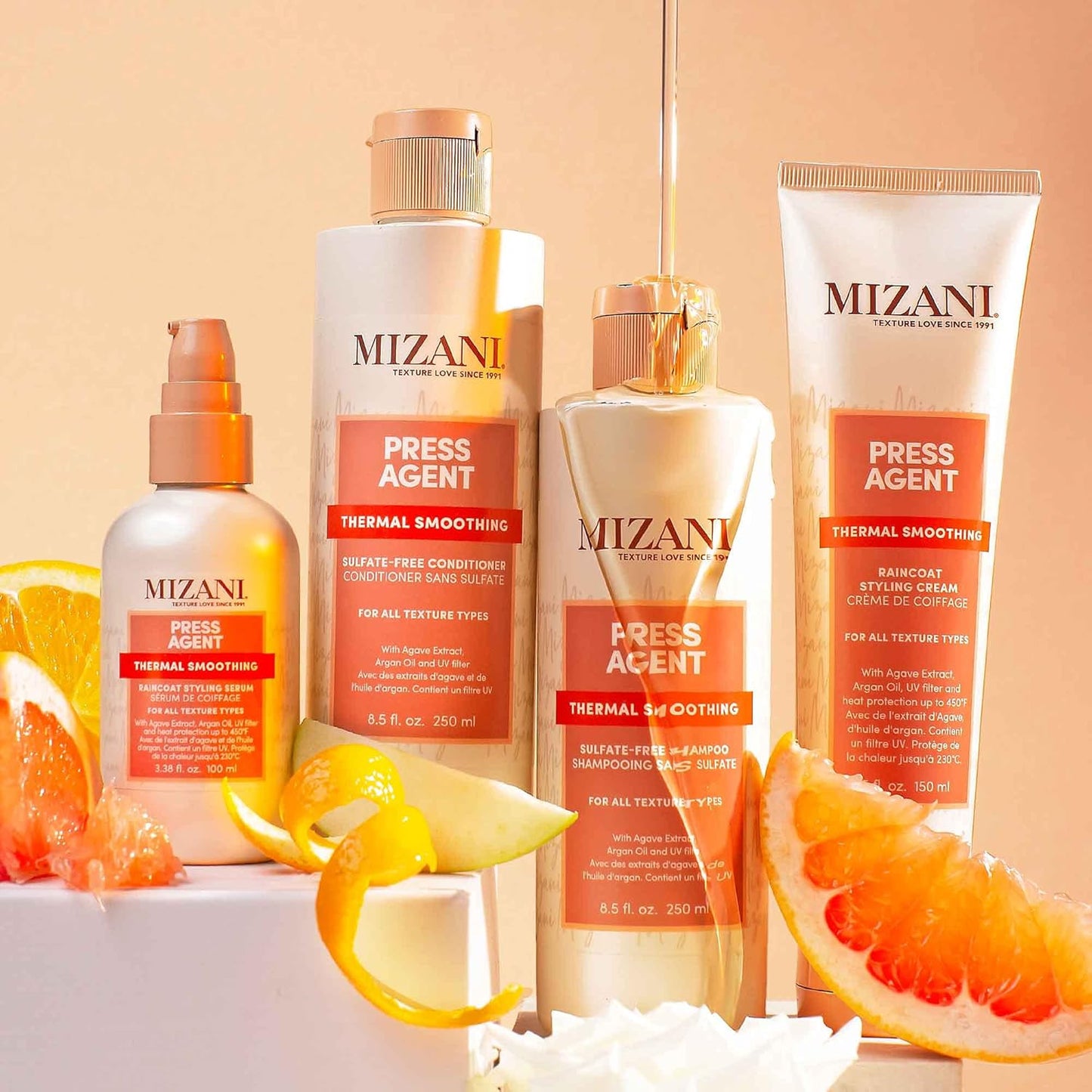 Mizani Press Agent Sulfate-Free Conditioner - Detangles Hair For Heat Styling, Blowout & Silk Press and Seals Hair From Humidity, Thermal Smoothing With Argan Oil