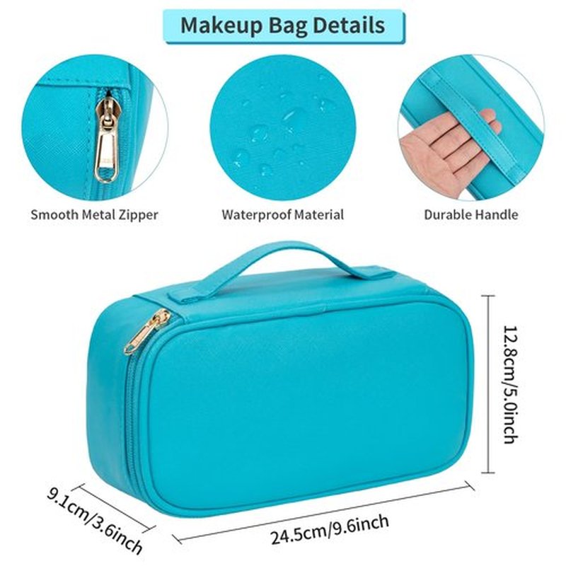 OCHEAL Small Cosmetic Bag,Portable Cute Travel Makeup Bag for Women and girls Makeup Brush Organizer cosmetics Pouch Bags-Dark Blue