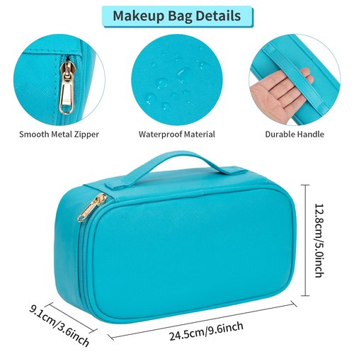 OCHEAL Small Cosmetic Bag,Portable Cute Travel Makeup Bag for Women and girls Makeup Brush Organizer cosmetics Pouch Bags-Dark Blue