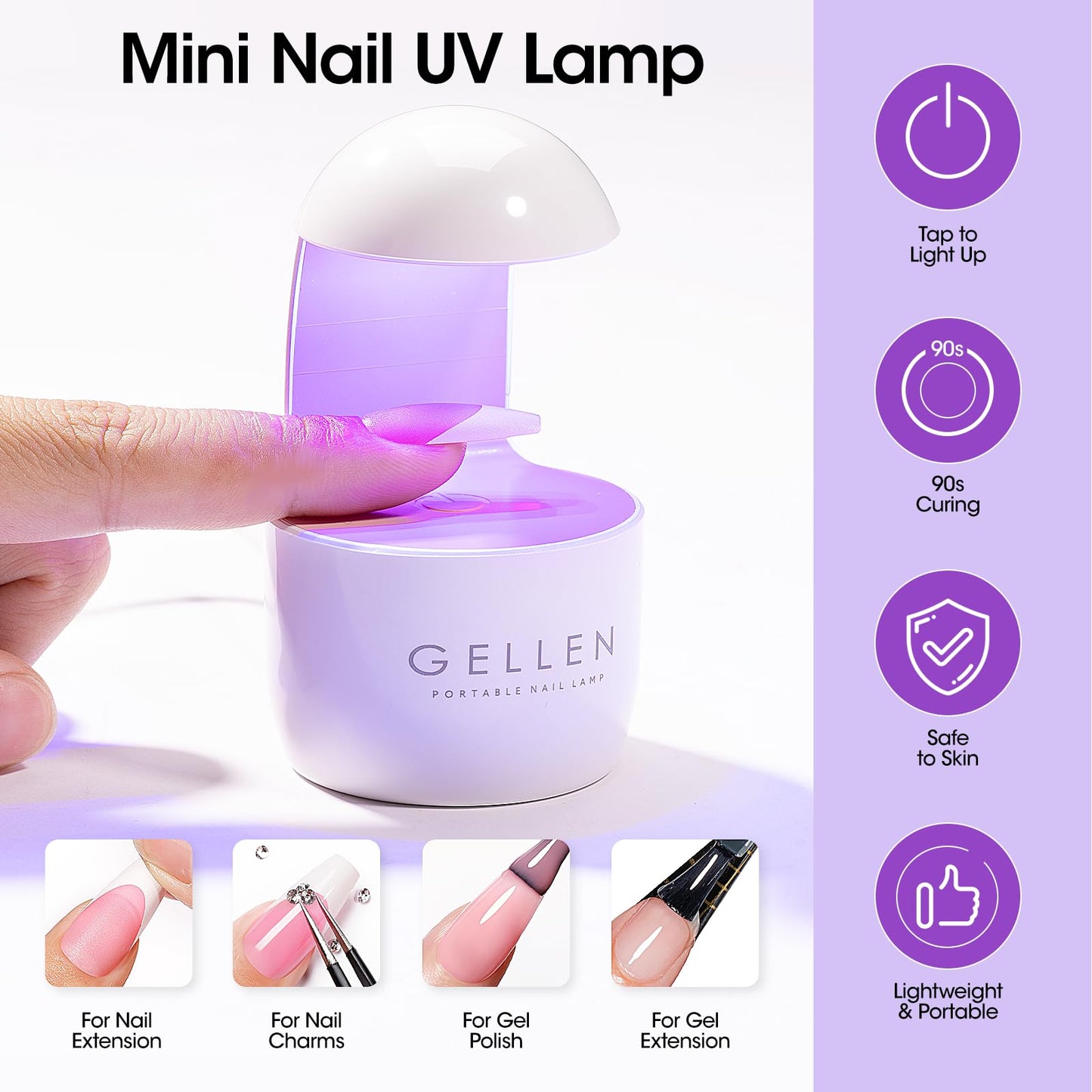 Gellen Pink Press on Nails Kit - Long Square French Tips Press on Nails 240pcs Soft Gel Nails, Include Gel Glue, Base Gel, Top Coat, Nail Lamp Nail Extension Kit