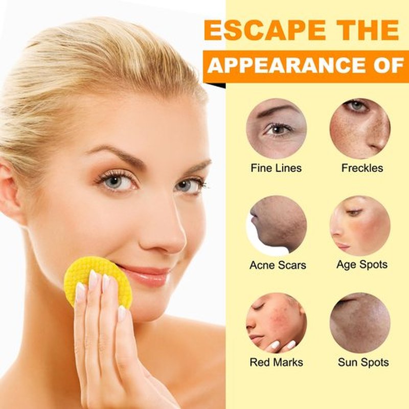 Turmeric Cleansing Pads, 50PCS Kojic Acid and Turmeric Cleansing Pads, Face Pads with Vitamin B5、Vitamin C 、Turmeric ,Remove Excess Keratin Balance Skin Oil And Water