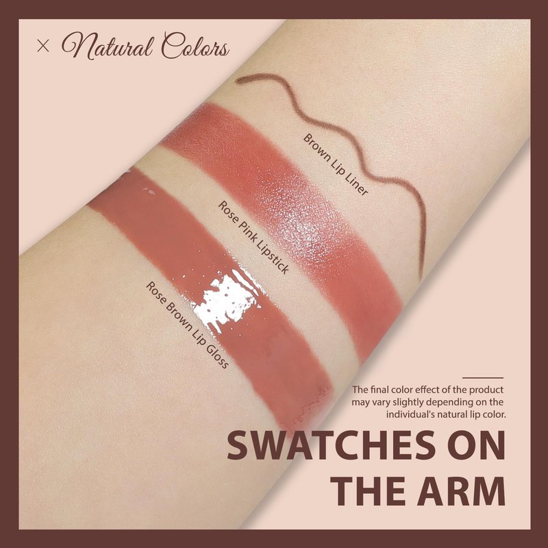 Noerrors 3PCS Lip Liner Tinted Lip Balm and Lip Gloss Combo Set, Lip Kit with Brown Lip Pencil Moisturizing Nude Lipstick and High Shine Lip Glow Oil, Hydrating Long Wear Plumping Lip Trio for Women