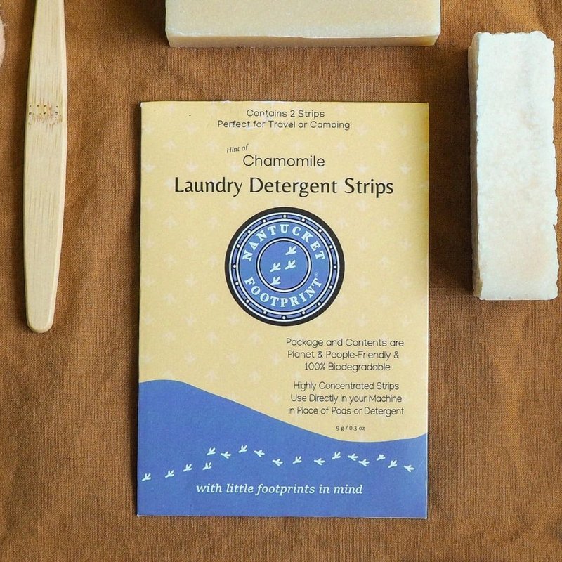 Travel Set | Chamomile Laundry Detergent Sheets (12 Loads) | 6 Packs of 2 Sheets | Liquidless Laundry Detergent | Nantucket Footprint