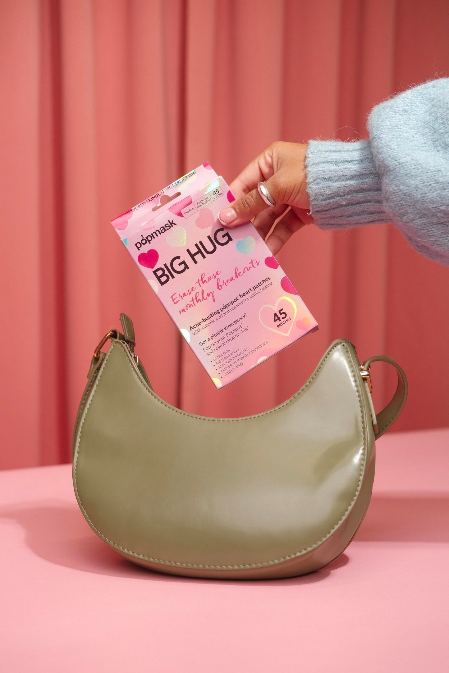 POPMASK Big Hug Hydrocolloid Pimple Patches Infused with Salicylic Acid to Treat Pimples & Soothing the Skin, 45 Coloured Heart Shaped Patches