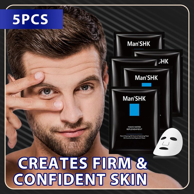 Fusang 5 Pcs Mens Facial Sheet Mask,Hydrating Face Masks Skincare Gift Set for Men,Moisturizing Soothing Facial Masks,Easy to Use & Nourishing Face Mask Skin Care Set C