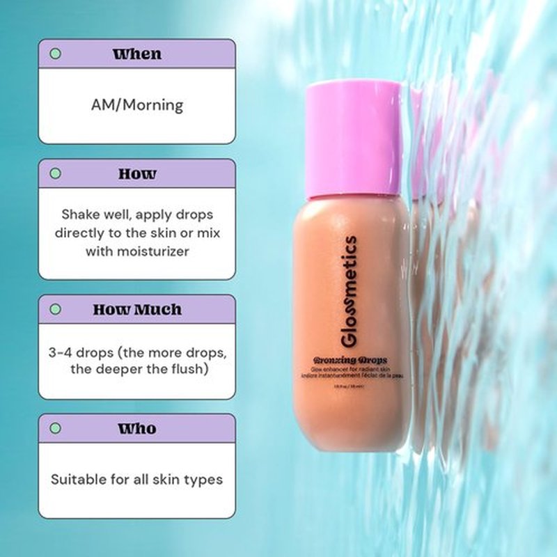 Glossmetics Bronzing Drops, Brightening and Moisturizing Face and Body Bronzer for Radiant Sun-Kissed Skin. 1.18 fl oz