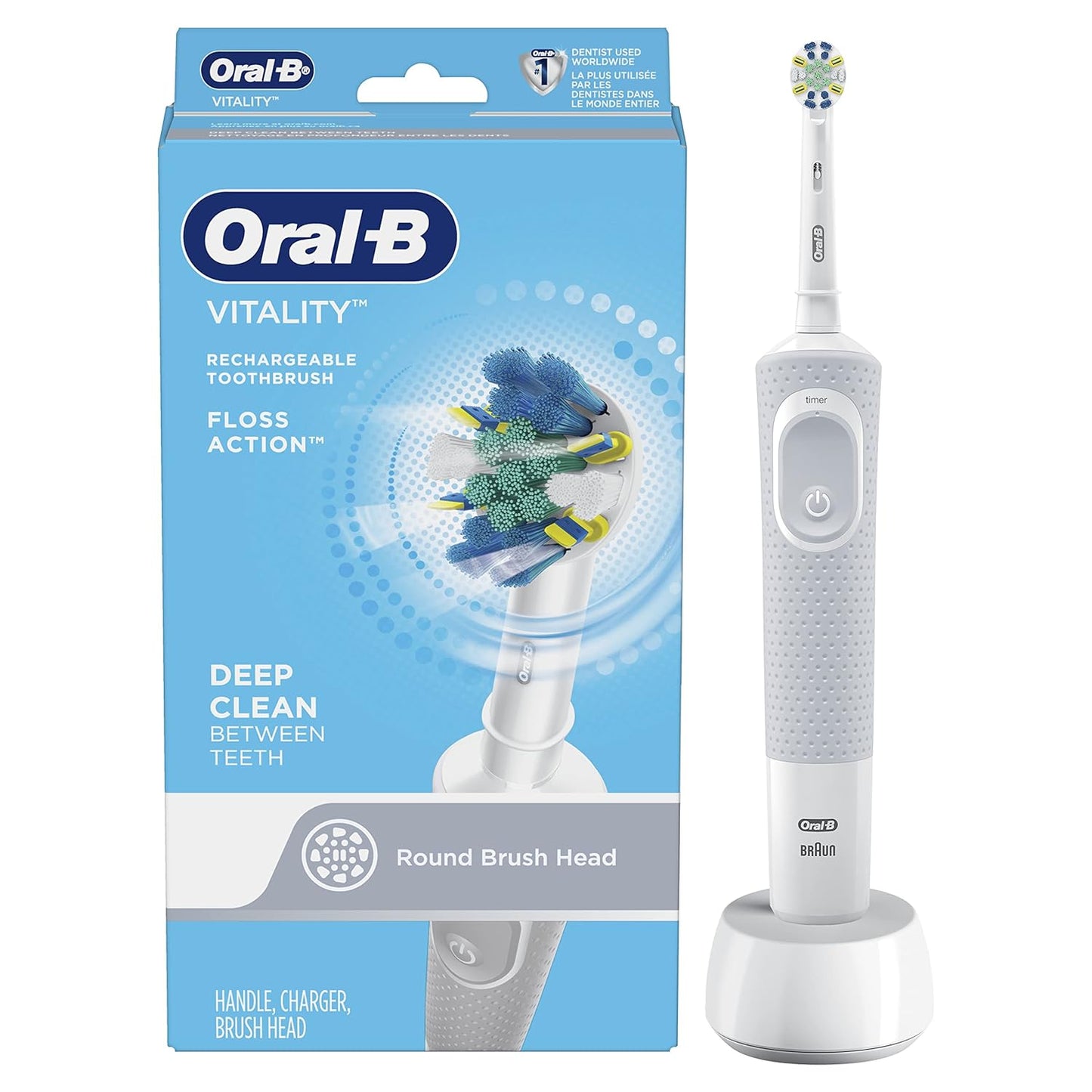Oral-B Vitality FlossAction Electric Toothbrush with Replacement Brush Head, Pink