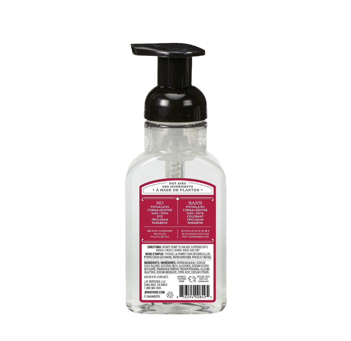 J.R. Watkins Foaming Hand Soap with Pump Dispenser, Moisturizing Foam Hand Wash, Alcohol-Free, Cruelty-Free, Pomegranate & Plum, 9 fl oz, 3 Pack