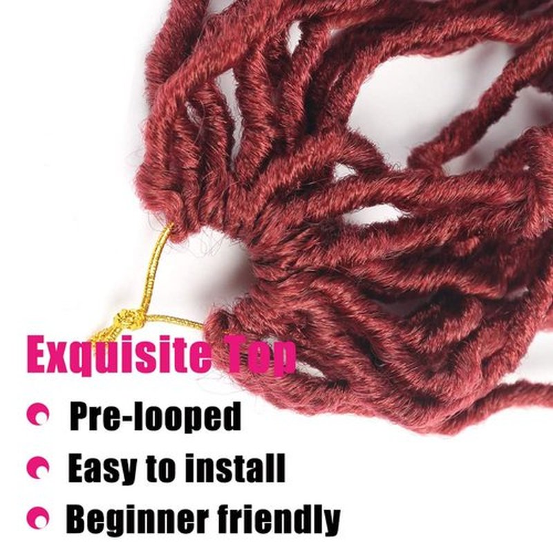18Inch Soft Locs Crochet Hair 6Packs Faux Locs Crochet Hair Pre Looped Burgundy Color Synthetic Hair Extension for Women (18Inch, BUG#)