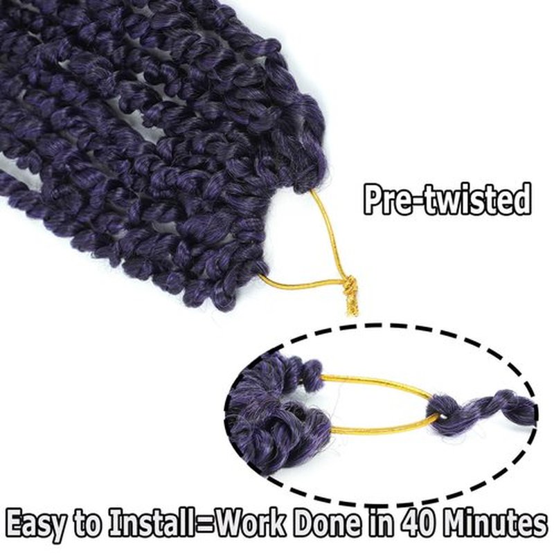 Purple Passion Twist Crochet Hair 14 Inch 8 Packs Black Purple Pre Twisted Passion Twist Crochet Hair Prelooped Purple Ombre Crochet Twists Hair for Black Women