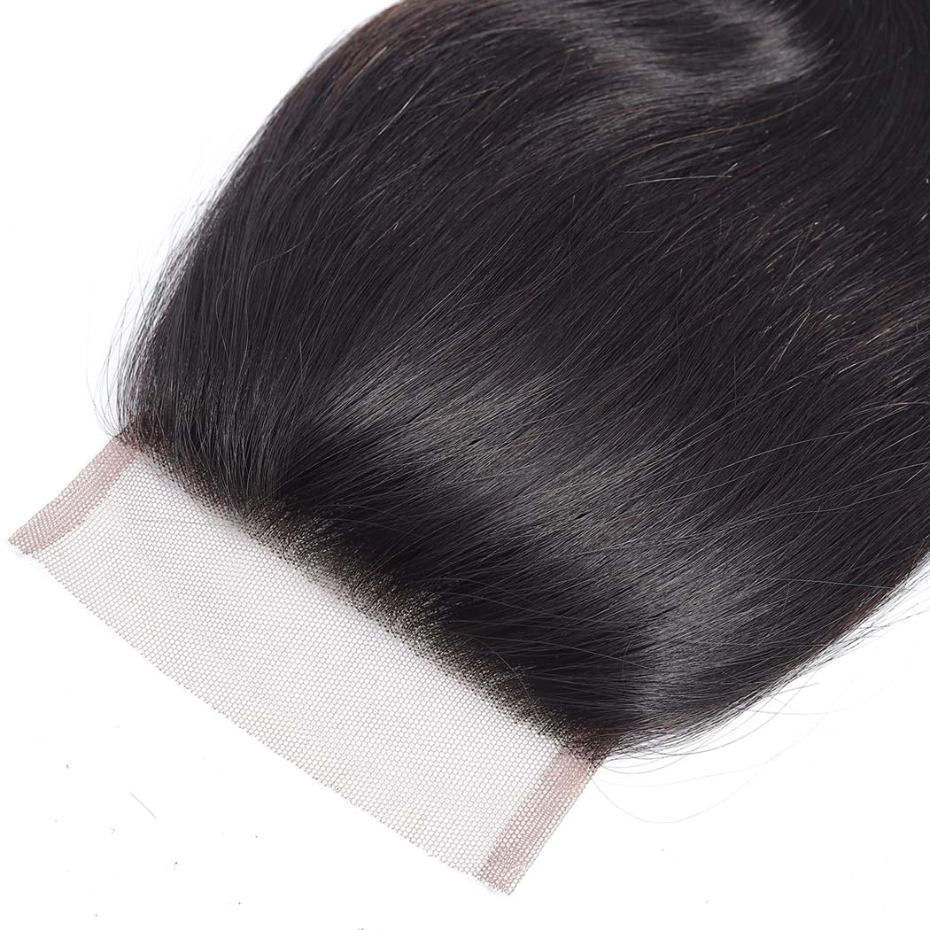 Odir 12 Inch Straight 4x4 Lace Closure Brazilian Human Hair 150% Density Unprocessed Straight Virgin Human Hair Swiss Lace Closure HD Lace Frontal No Bleached Knots Closure Natural Color