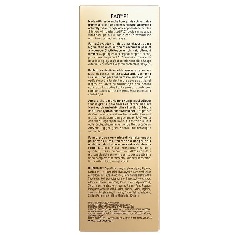 FAQ P1 Manuka Honey Conductive Primer 1 fl. Oz. - Nourishing - Amino Acids - Antioxidant & Moisturizing - Skin Care Products - For All Skin Types
