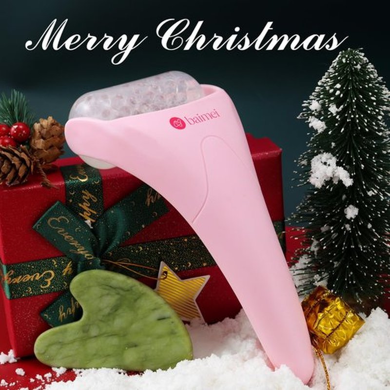 BAIMEI IcyMe Ice Roller for Face Women and Gua Sha Facial Tool Set, Ice Face Roller Reduces Puffiness, Relieves Migraines, Skin Care Tools, Self Care Gift for Women - Pink