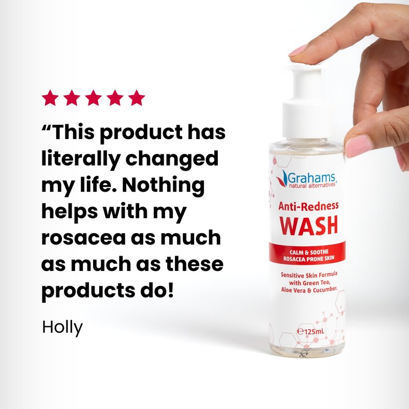 Grahams Natural Anti-Redness Face Wash for Rosacea – Gentle Facial Cleanser to Soothe and Calm Redness-Prone Skin With Green Tea, Aloe Vera and Cucumber | For Sensitive Skin (1 x 4.23 fl oz)