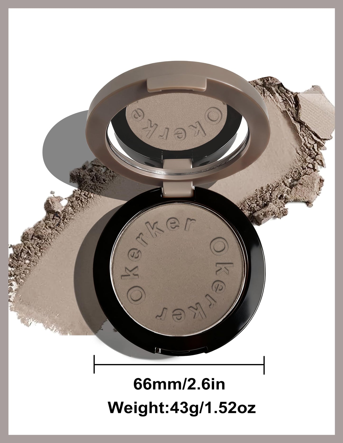 Okerker Cool Toned Contour Palette with Mirror, Taupe Grey Contour Powder for Fair Pale Light Cool Toned Skin,Neutralizes Redness, No Orange, Nose Contouring Bronzer Powder with Nose Contour Brush