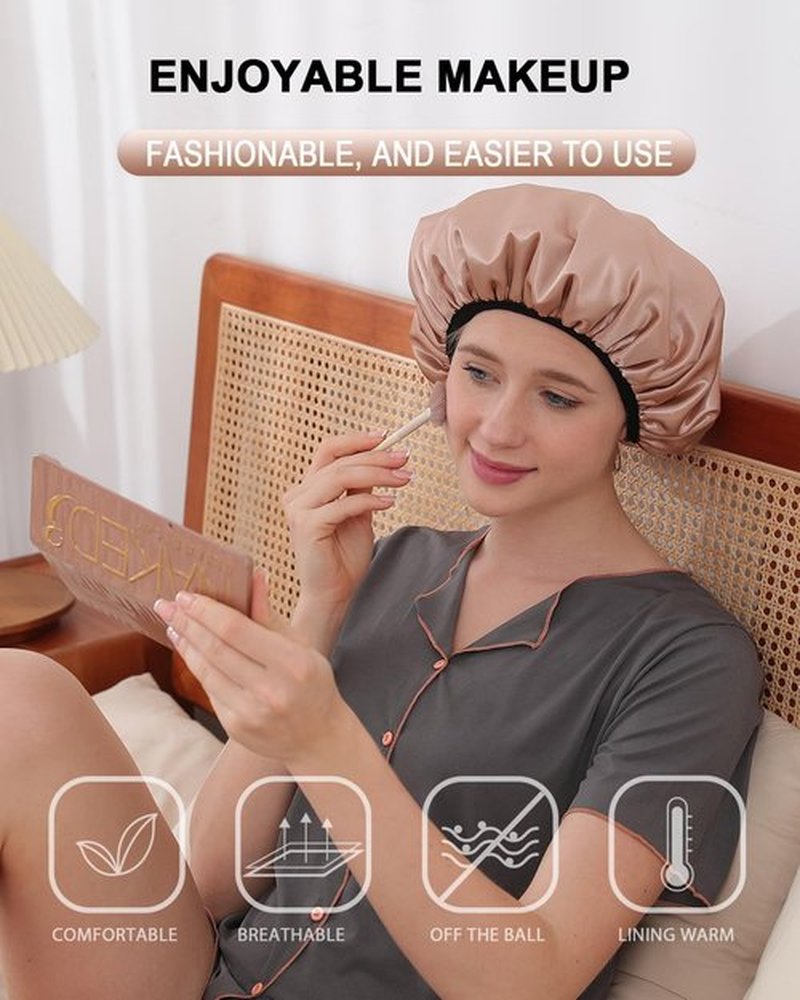 YIZIJIZI Terry Lined Shower Caps, Triple Layer Large Shower Cap for Women, Reusable Shower Caps for Long Thick Hair, Waterproof Washable Soft Bath Shower Caps for Hair Care…