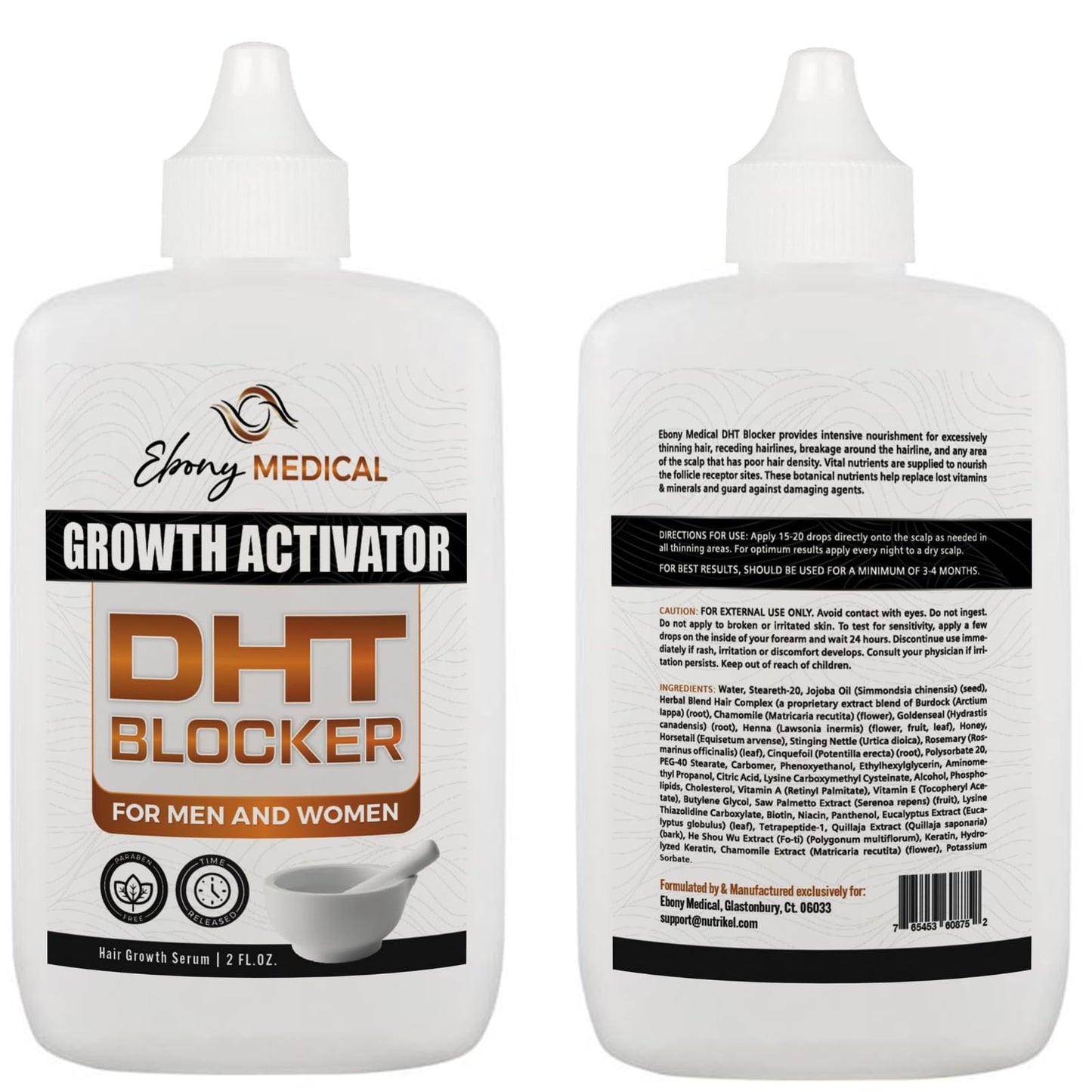 Ebony Medicals DHT Blocker Hair Growth Serum - Hair Loss Supplement, Supports Natural Regrowth, Fine Hair Thickening Serum 2 fl oz