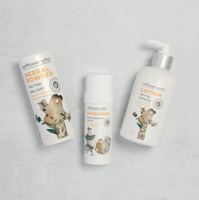 Herbal Baby Powder - All-Natural,Talc-Free Organic Arrowroot, Hypoallergenic, Vegan Made in USA by Safflower Safari