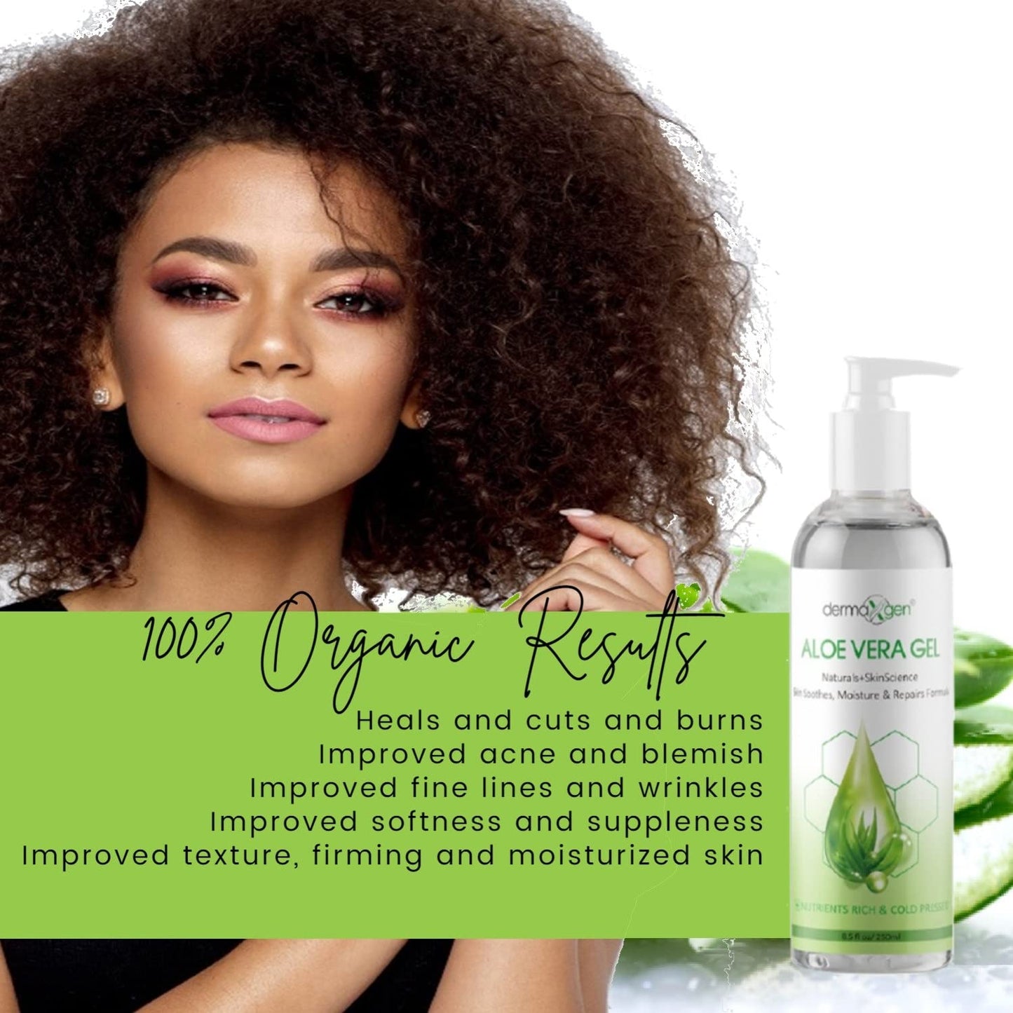 DERMAXGEN Aloe Vera Gel with Witch Hazel, Vitamin C, and Vitamin E - Skin Soothes, Moisture, and Repair Formula for Face and Body - Nutrient-Rich, Cold Pressed, Organic 100% Pure Aloe Vera