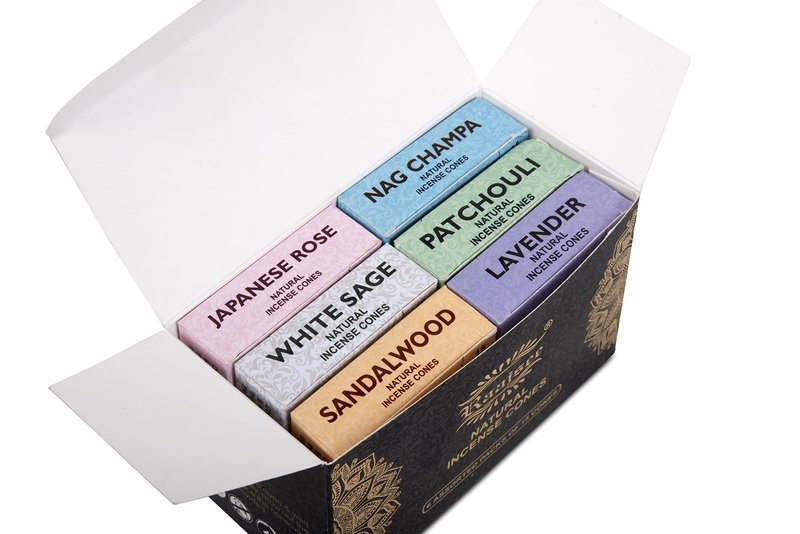 Raajsee Natural Incense Cones,6 Pack Mixed Scents Gift Pack 15 pc Each (90 Total), Insense Cones Variety Pack, 100% Organic Non Toxic Natural - Hand Rolled Free from Chemicals (Pack 1)