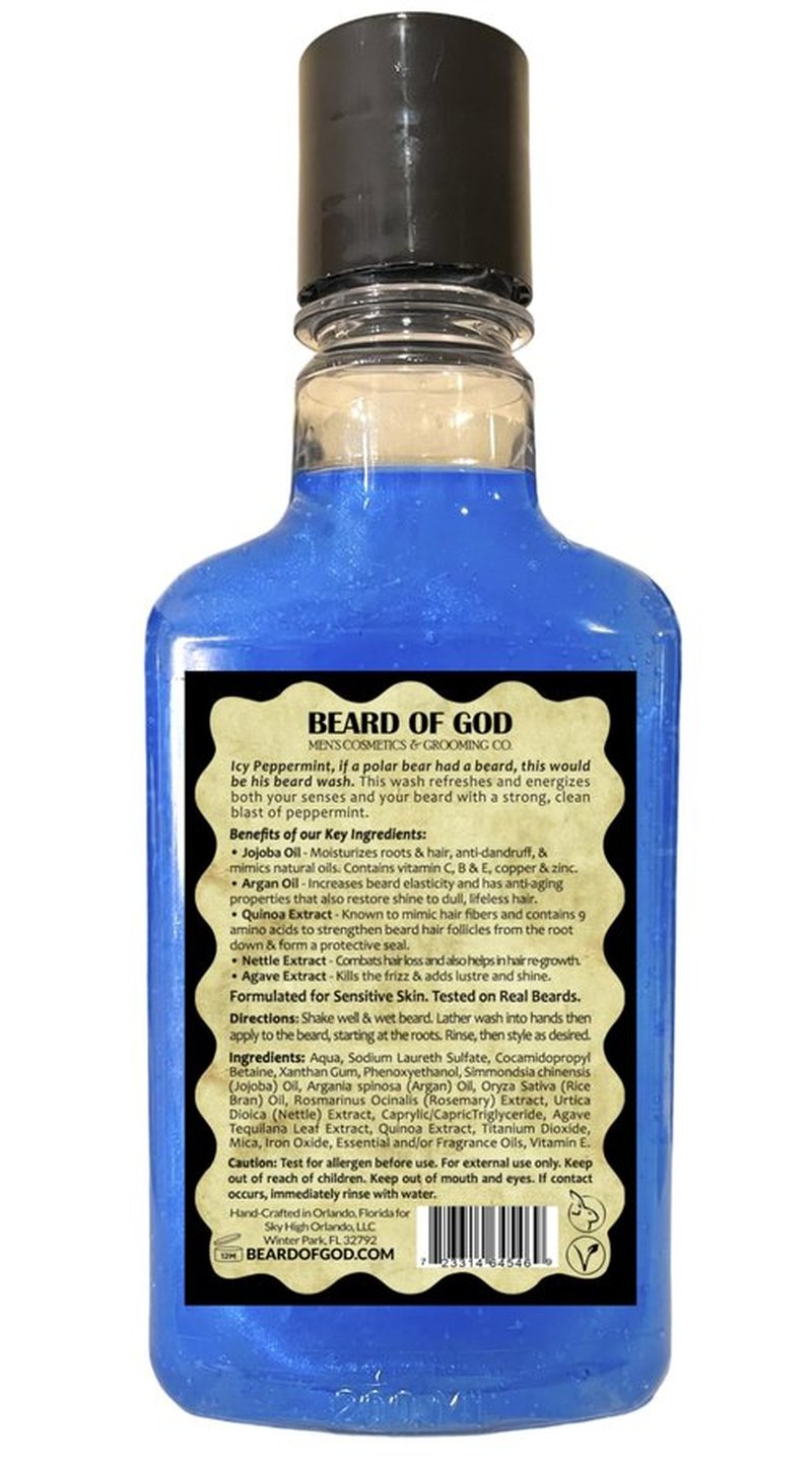 Titanium Shimmer Beard Wash Shampoo Soap, Moisturizes, Nourishes & Repairs - Handcrafted & Made in USA (Icy Peppermint)