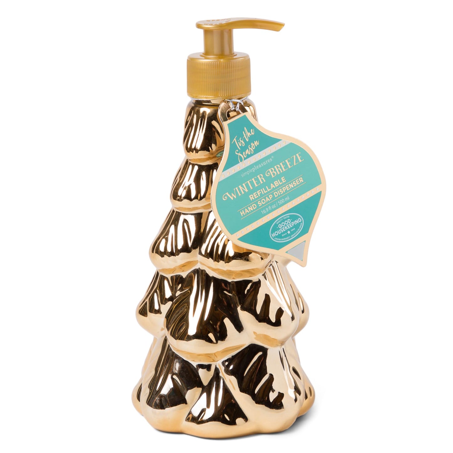 Simple Pleasures Holiday Soap Dispensers – Set of 4 with Scented Liquid Soap - Decorative Refillable Hand Christmas Soap Dispensers for Kitchen and Bathroom 250ML - Traditional Design