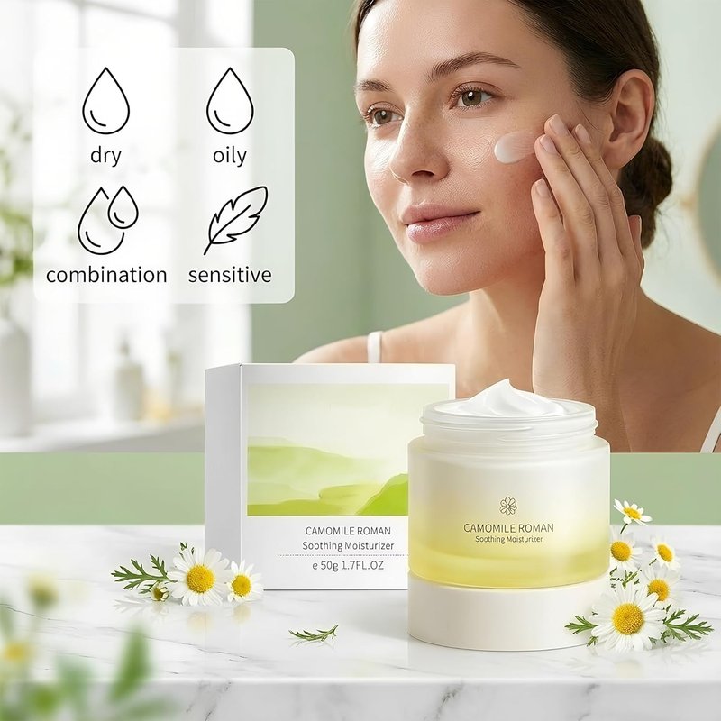 Chamomile Roman Soothing Face Moisturizer Cream - Hydrating Daily Cream for Dry, Oily & Sensitive Skin | 1.7 fl. oz.