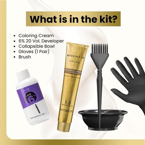 MOEHAIR Hair Coloring Kit | 5NN Permanent Hair Color (Light Brown Intense), 20 Volume Developer 6%, Coloring Brush, Gloves & Mixing Bowl | Keratin Infused Color | Gray Coverage | Adds Shines