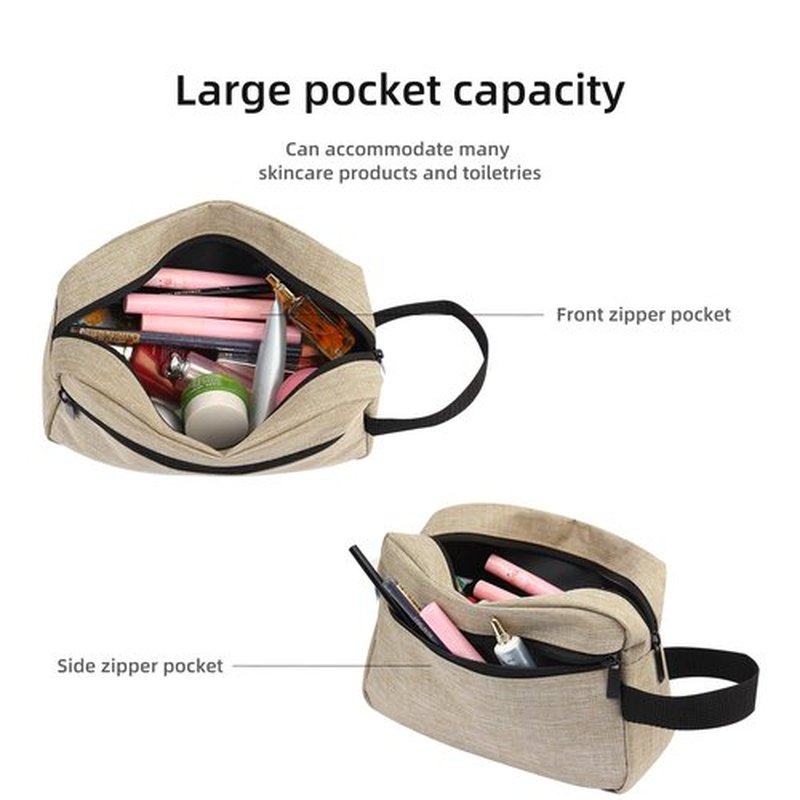 Icramsy Travel Toiletry bag Toiletry bag for women men Hanging toiletry bag Cosmetic bag Travel accessories for Women Men (Khaki)