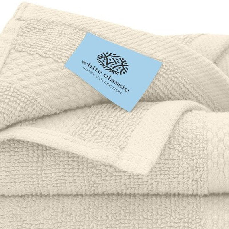 White Classic Luxury Washcloths for Bathroom-Hotel-Spa-Kitchen-Set - Circlet Egyptian Cotton - Highly Absorbent Hotel Quality Face Towels - Bulk Set of 12-13x13 Inch (Ivory)