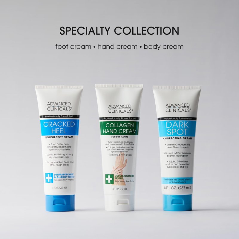 Advanced Clinicals Collagen Hand & Body Cream Skin Care Moisturizer Lotion For Dry Cracked Skin. Soothing & Hydrating Plant Collagen Lotion W/Aloe Vera, Green Tea, & Shea Butter, Large 8 Fl Oz
