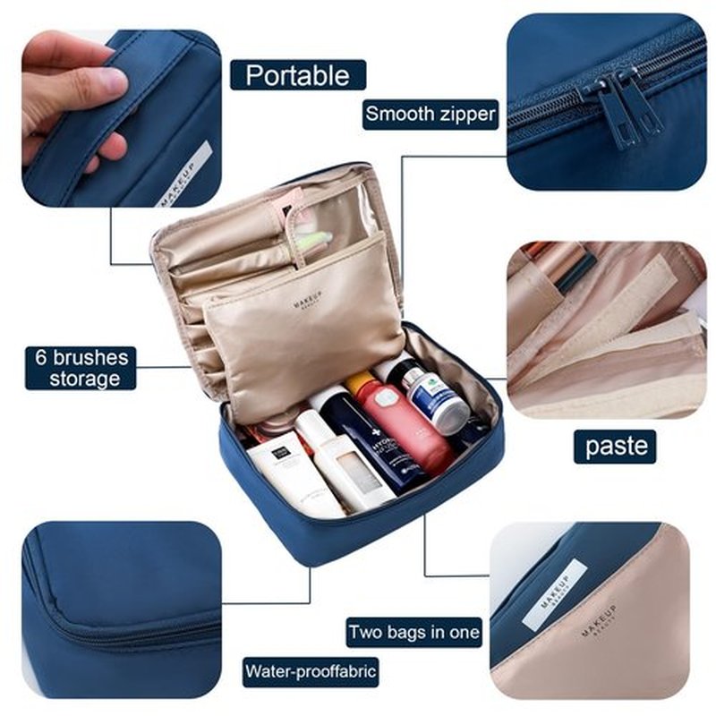 Travel Makeup Bag Cosmetic Bag Makeup Bag Toiletry bag for women and men (Navy blue)