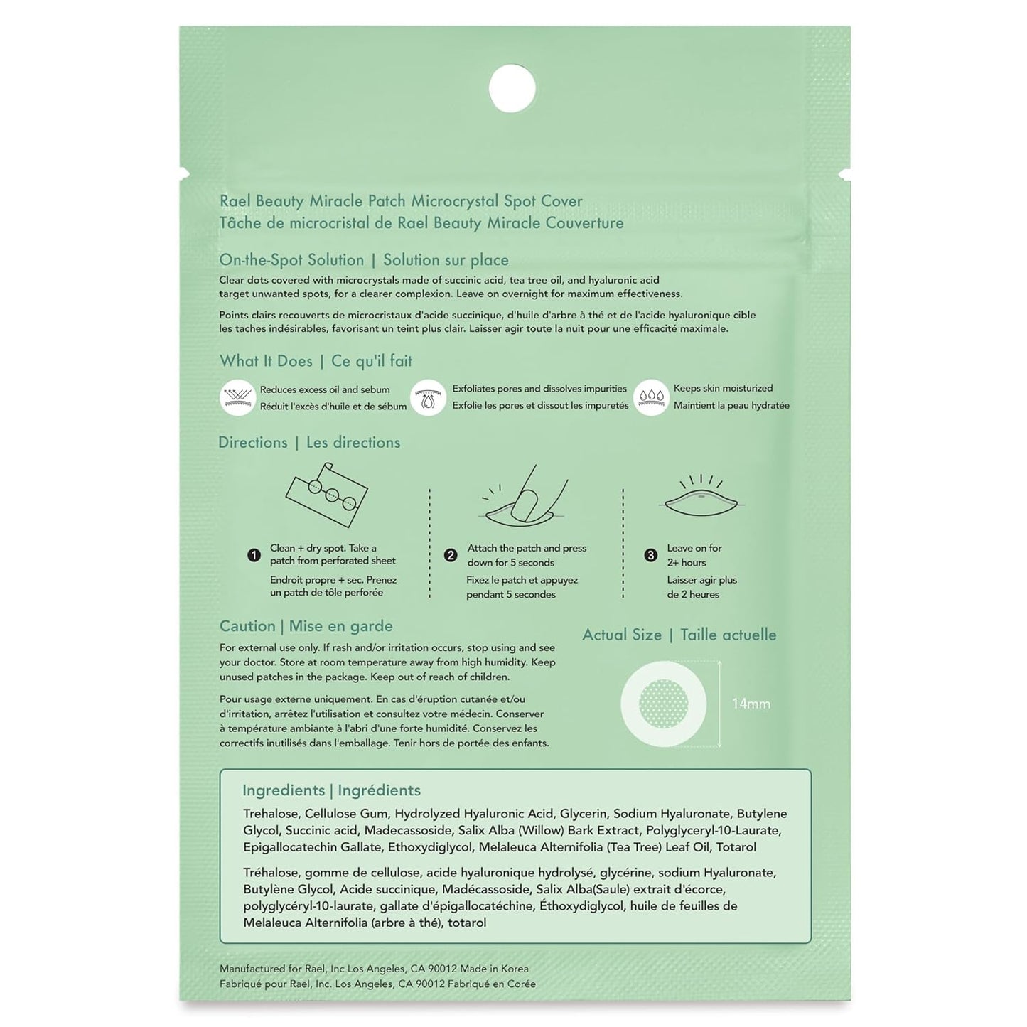 Rael Pimple Patches, Miracle Microcrystal Spot Cover - Hydrocolloid Acne Patch with Tea Tree Oil, Early Stage Zits and Blemish, Korean Skin Care, Vegan, Cruelty Free (27 Count)
