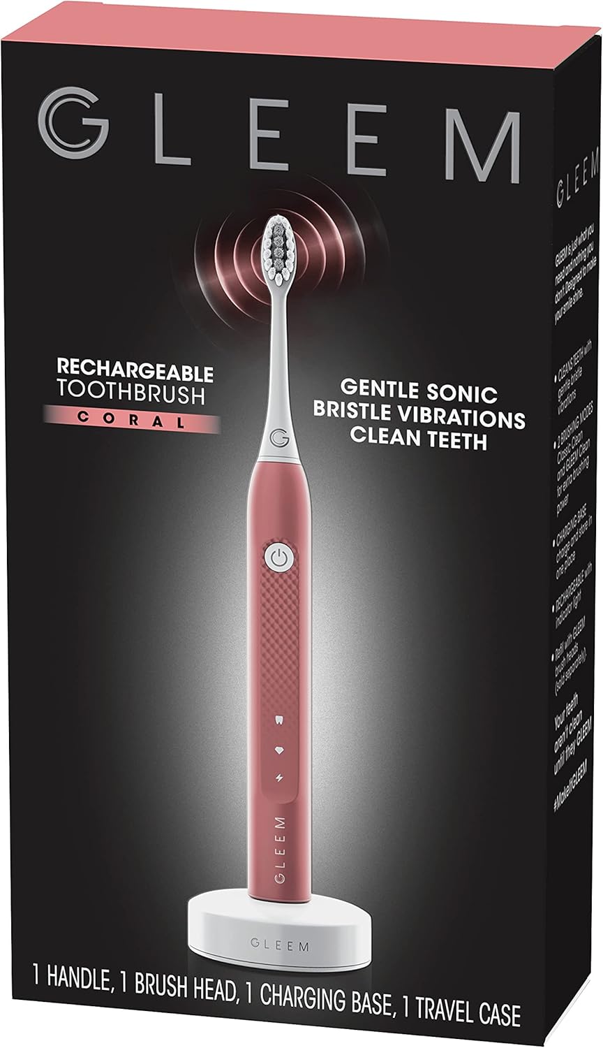 Gleem Rechargeable Electric Toothbrush, Coral