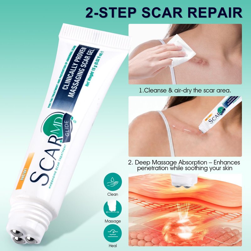 ScarMD Silicone Scar Gel Roll-On, 100% Pure Scar Cream, Advanced Scar Cream for Surgical Scars, Keloids & Stretch Marks | Clinically Proven Treatment for Old & New Scars
