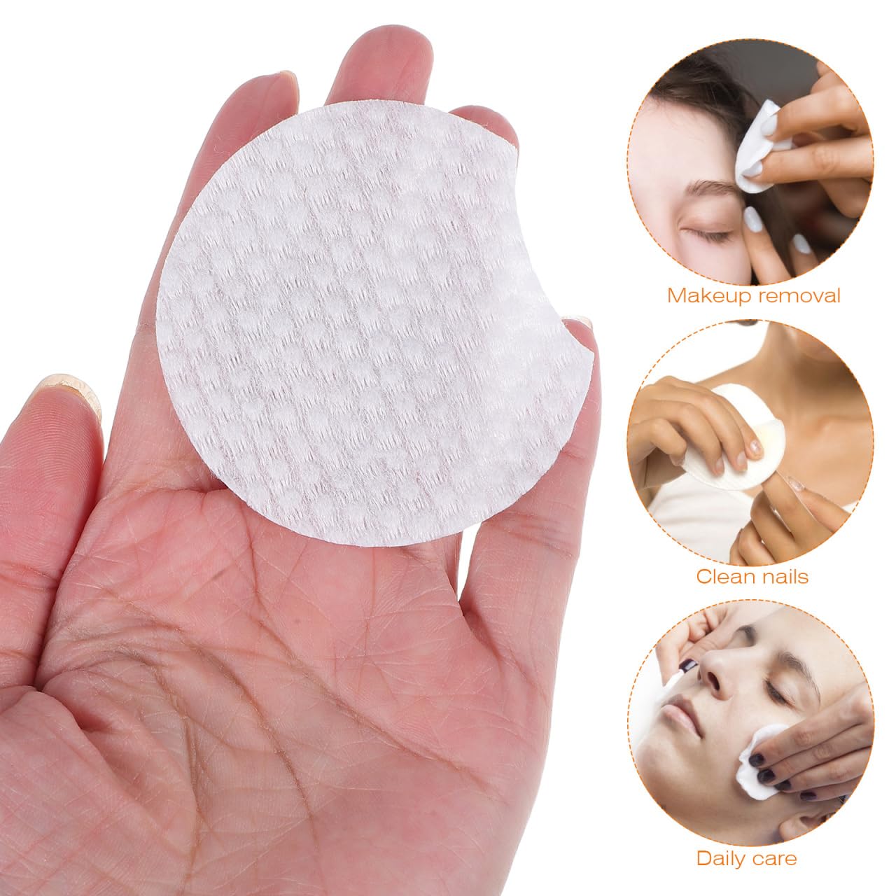 Cotton Rounds 600pcs Makeup Remover Pads Non-Woven Facial Cleansing Wipes Cosmetic Cleaning Pads Daily Face Wipes for Make Up Deep Skin Cleaning