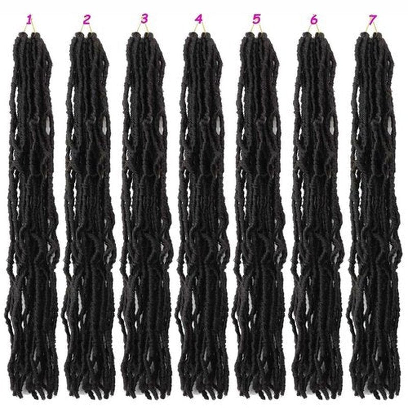 7 Packs Crochet Faux Locs Hair 24 Inch Curly Wavy Goddess Locs Braids for Natural Butterfly Soft Locs Crochet Hair for Black Women (24 inch(pack of 7), 2#)