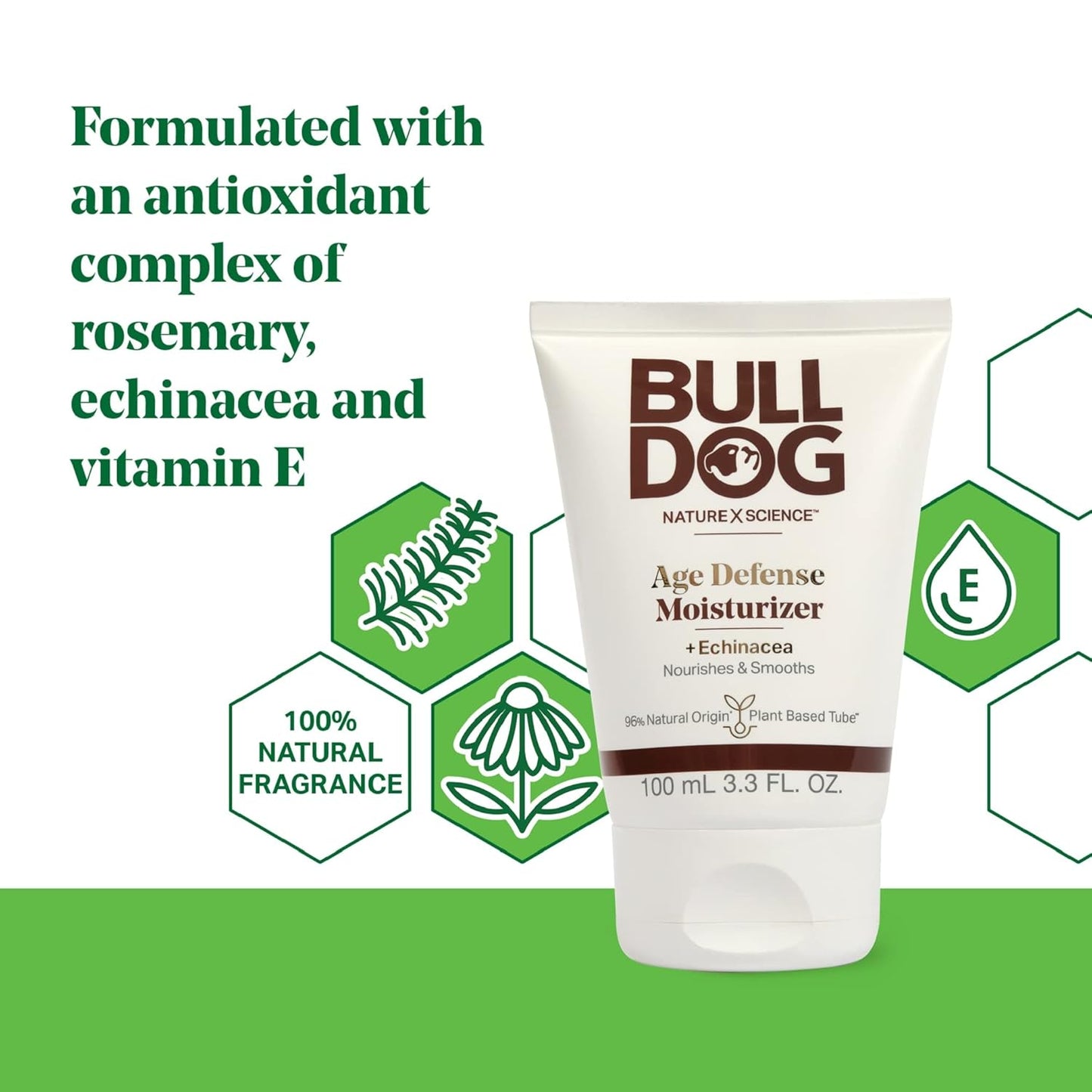 BULLDOG Mens Skincare and Grooming Age Defense Moisturizer, 3.3 Fluid Ounce - Pack of 2