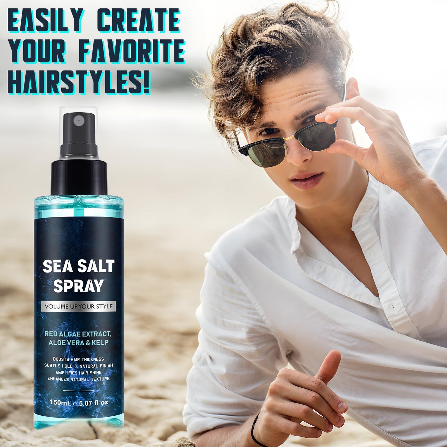 Generic Sea Salt Spray for Hair Men and Women, Surf Spray to Add Volume and Texture Sea Salt Spray for Men Beach Hair Spray - 5.07 Fl oz, Black
