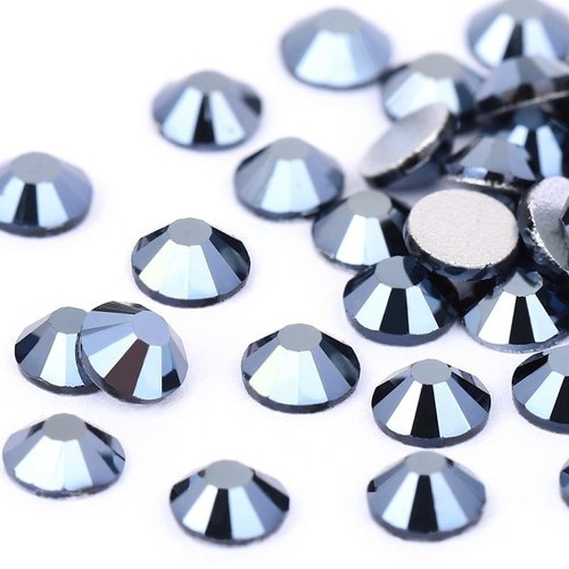 Novani Rhinestones Flatback Rhinestones Glass Nail Gems Stones Jewels Round Gemstones Non-Hotfix Crystal,SS6,1440 Pieces,Shiny Black