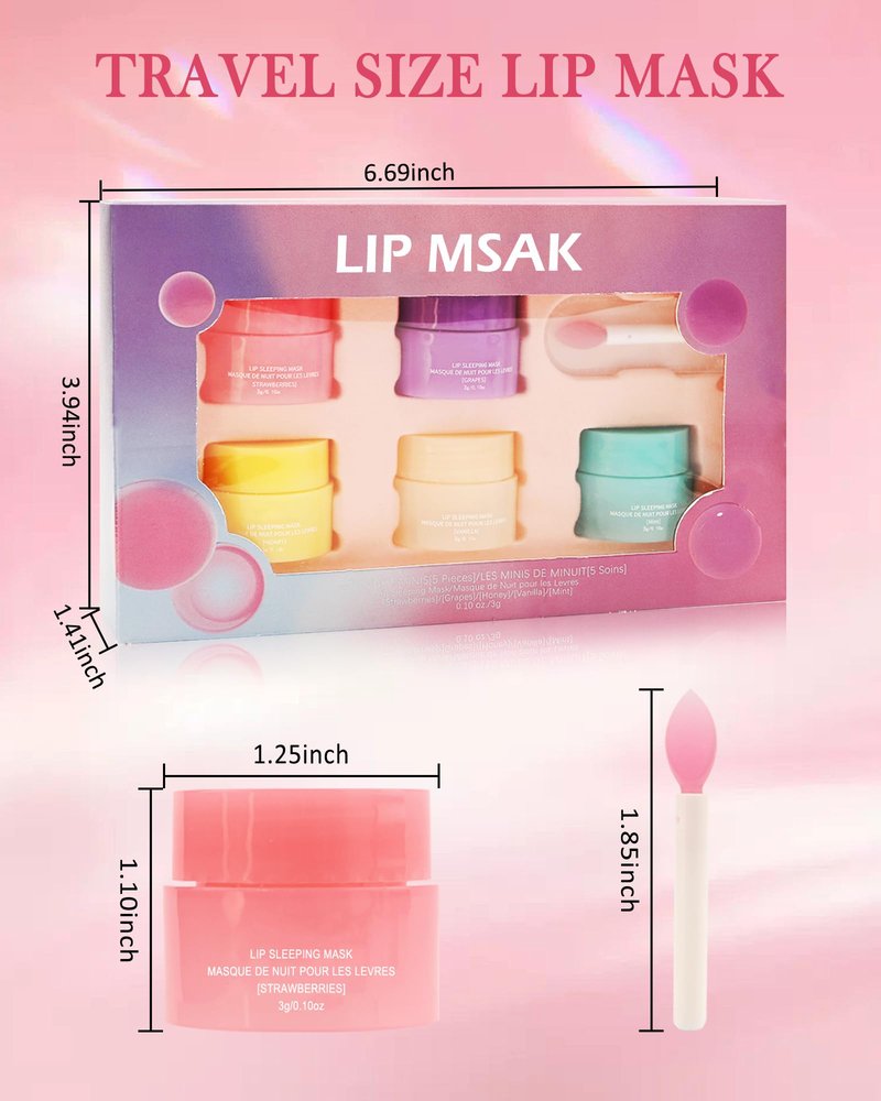 Lip Sleeping Mask Set-5 Pcs Moisturize & Nourish Lip Balm,Repair for Dry Cracked Lips,Deep Hydrating Lip Moisturizer Overnight Lip Balms,Women's Day Treatment Lip Care Gift for Women Men
