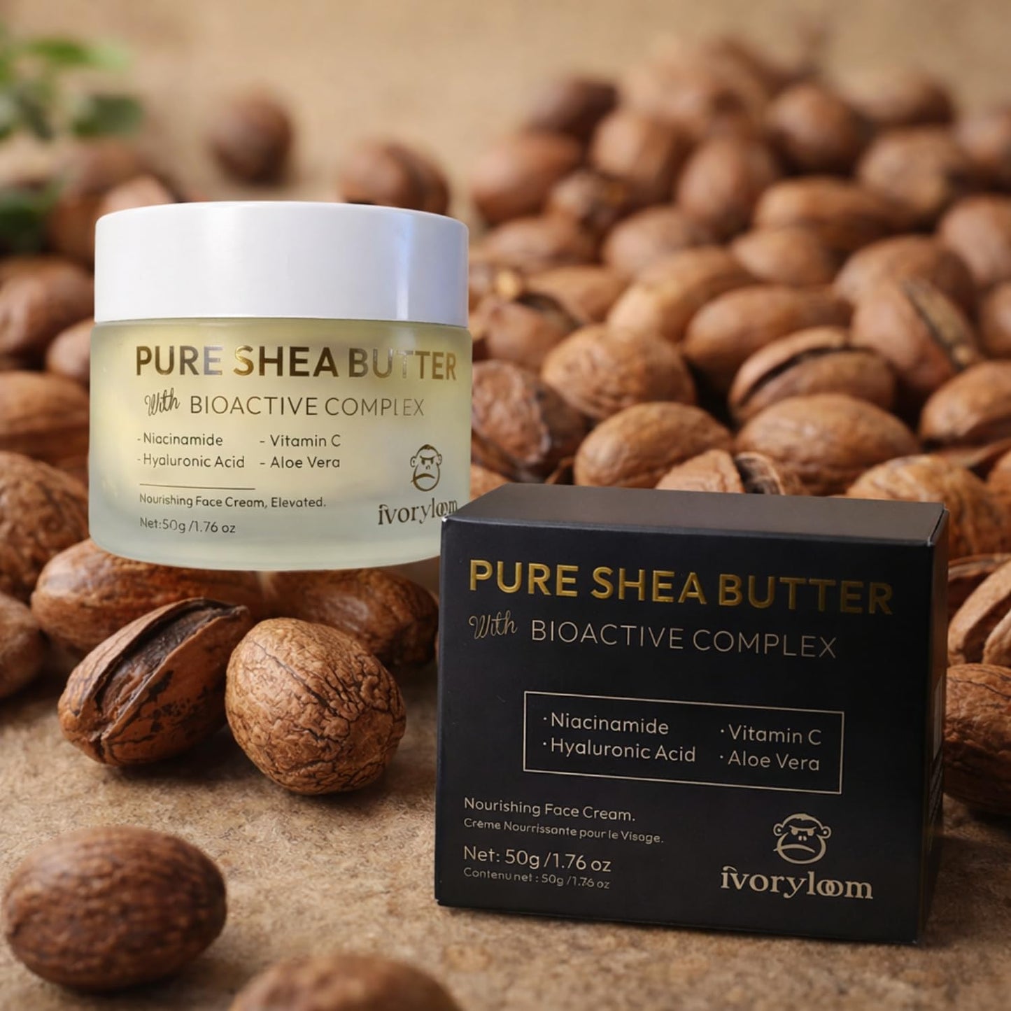 ivory loom Nourishing Face Cream, Elevated | Unrefined Shea Butter + Bioactive Complex | Niacinamide, Vitamin C, Hyaluronic Acid & Aloe Vera | Plant-Based Daily Moisturizer | 1.76 oz
