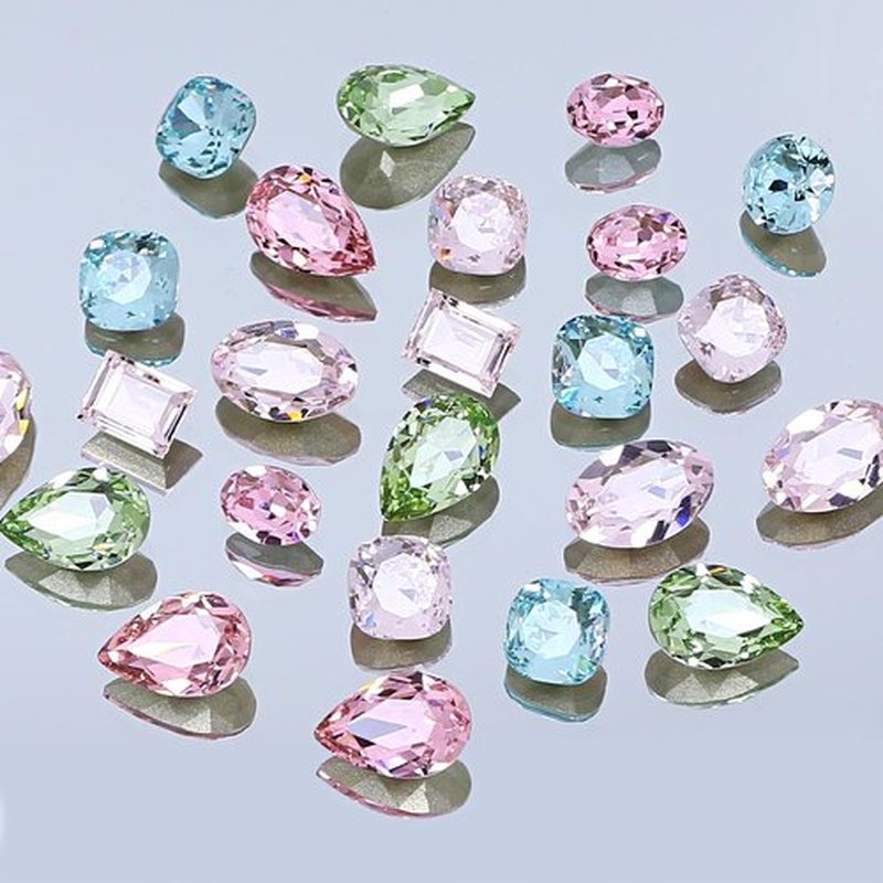 DONGZHOU 48Pcs Large Nail Rhinestone,3D Multi Shapes Crystals Nail Diamonds K9 Glass Stones Sparkle Nail Beads, Rhinestones Nail Gems for Manicure Decoration DIY Crafts