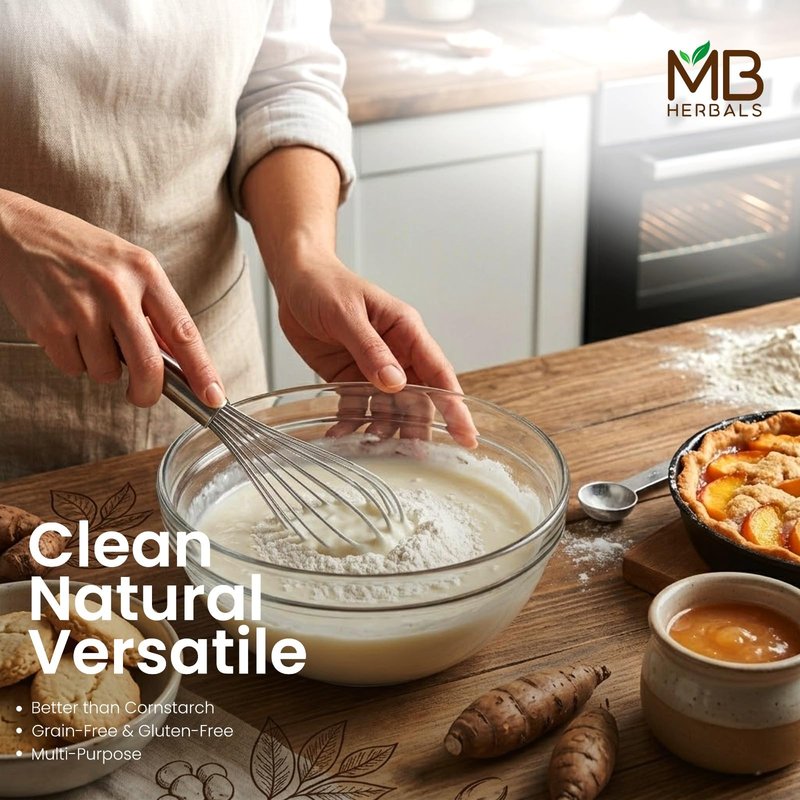 MB Herbals Arrowroot Flour Powder 1 LB | Arrowroot Starch 16 oz / 454g for Baking Cornstarch Substitute | Gluten Free Natural Thickener | No Preservatives