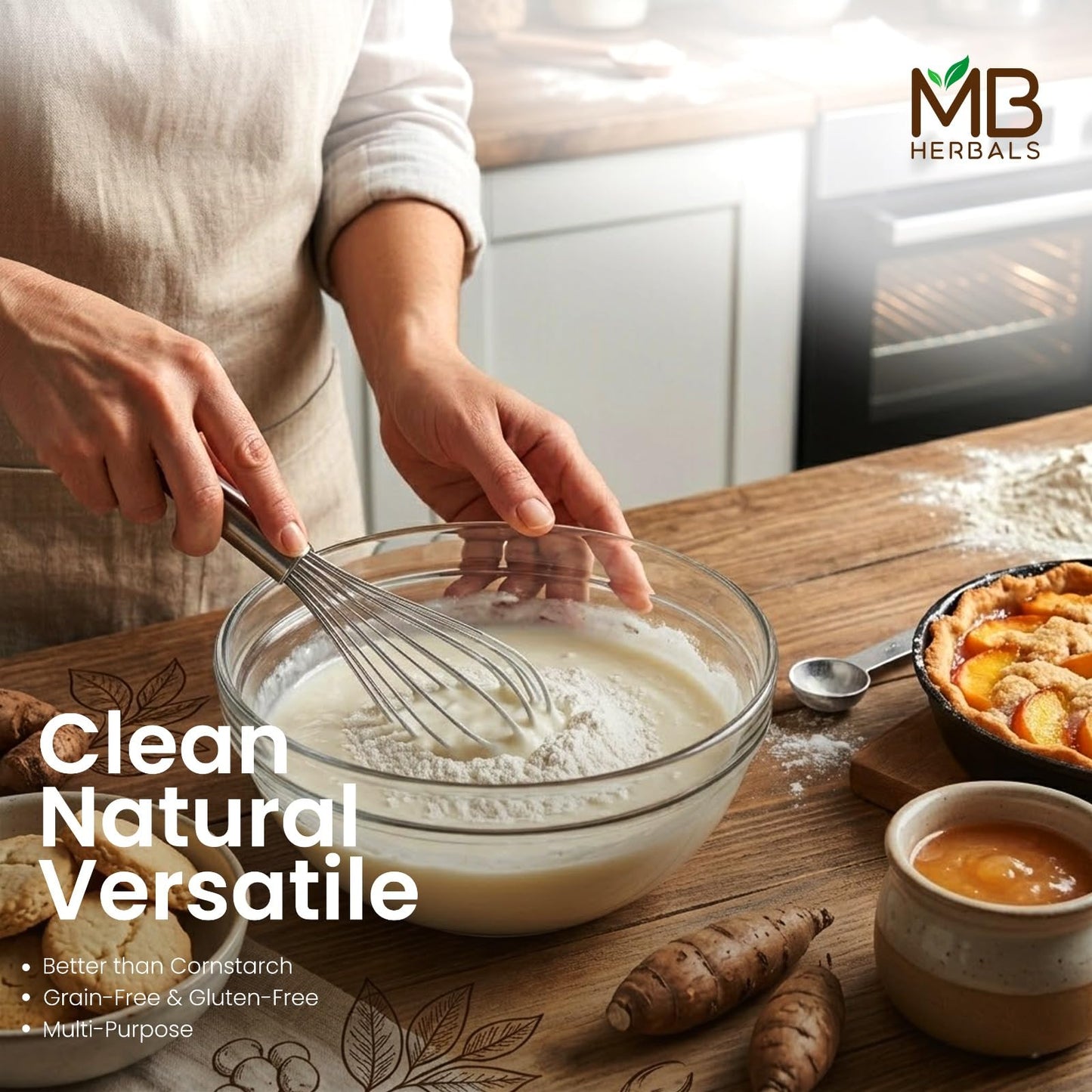 MB Herbals Arrowroot Flour Powder 1 LB | Arrowroot Starch 16 oz / 454g for Baking Cornstarch Substitute | Gluten Free Natural Thickener | No Preservatives