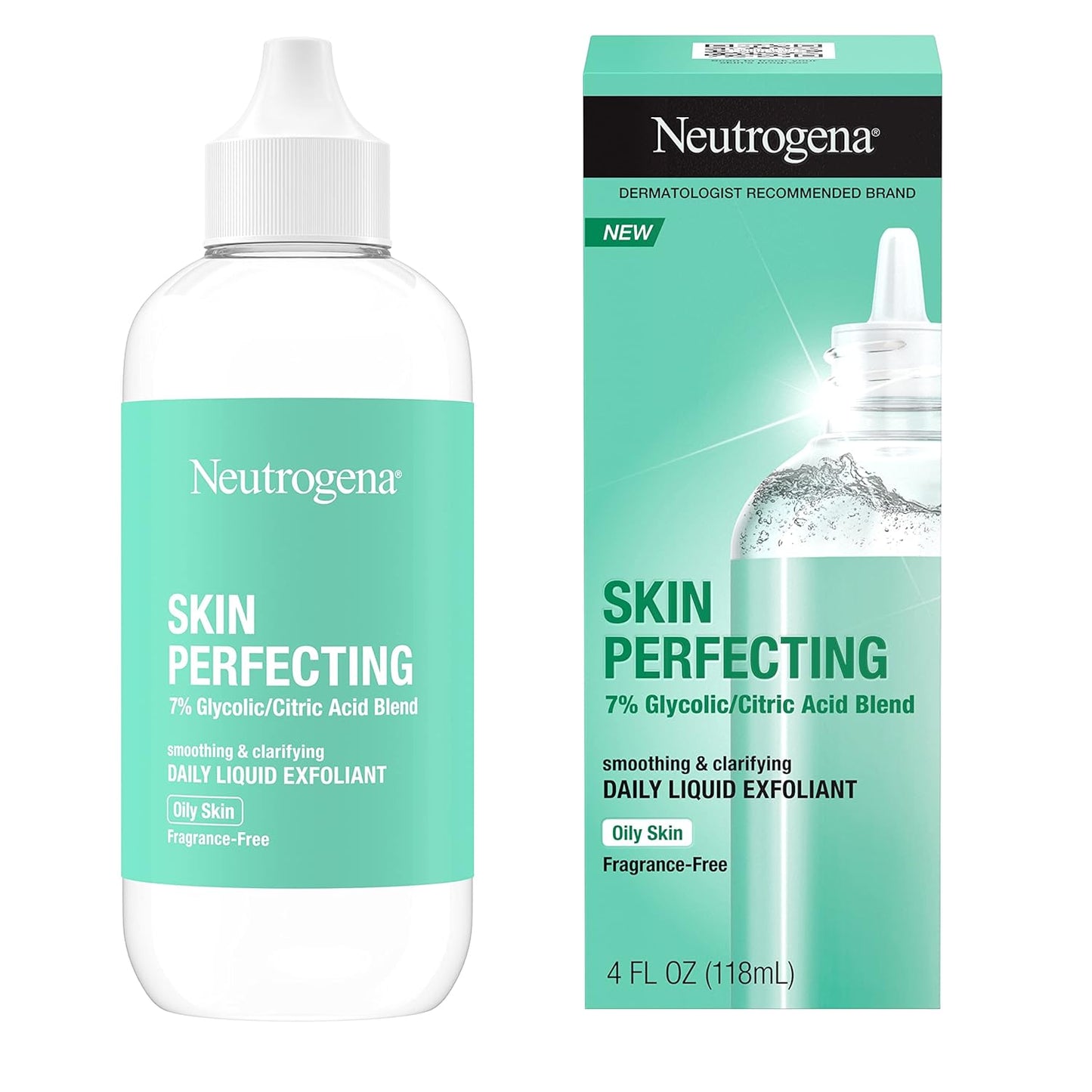 Neutrogena Daily Liquid Facial Exfoliant with 7% Glycolic Acid for Oily Skin - Smoothing & Clarifying Leave-On Treatment, 4 fl. oz