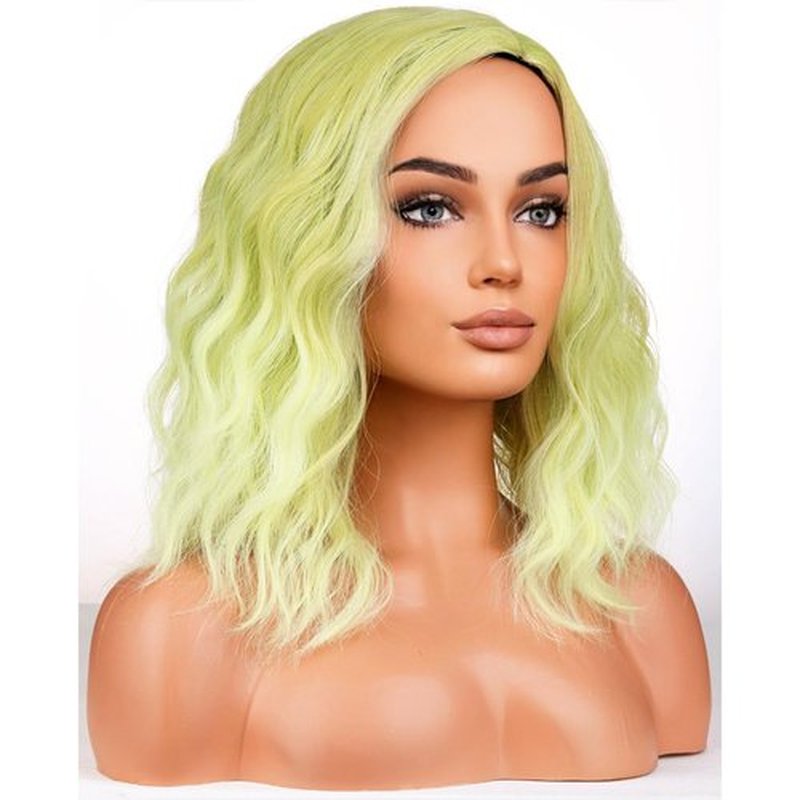 BERON Green Ombre Wigs for Women Short Curly Wavy Hair Wig Girls Green Color Movie Costume Cosplay Wig