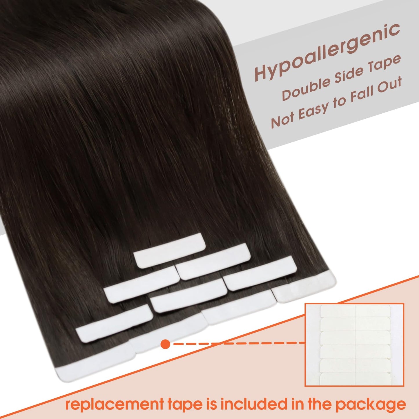 Sunny Hair Dark Brown Hair Extensions Tape Invisible Tape in Extensions Real Human Hair Straight Tape in Hair Extensions Human Hair Remy Tape in Brown Hair Extensions for Short 25G 12inch
